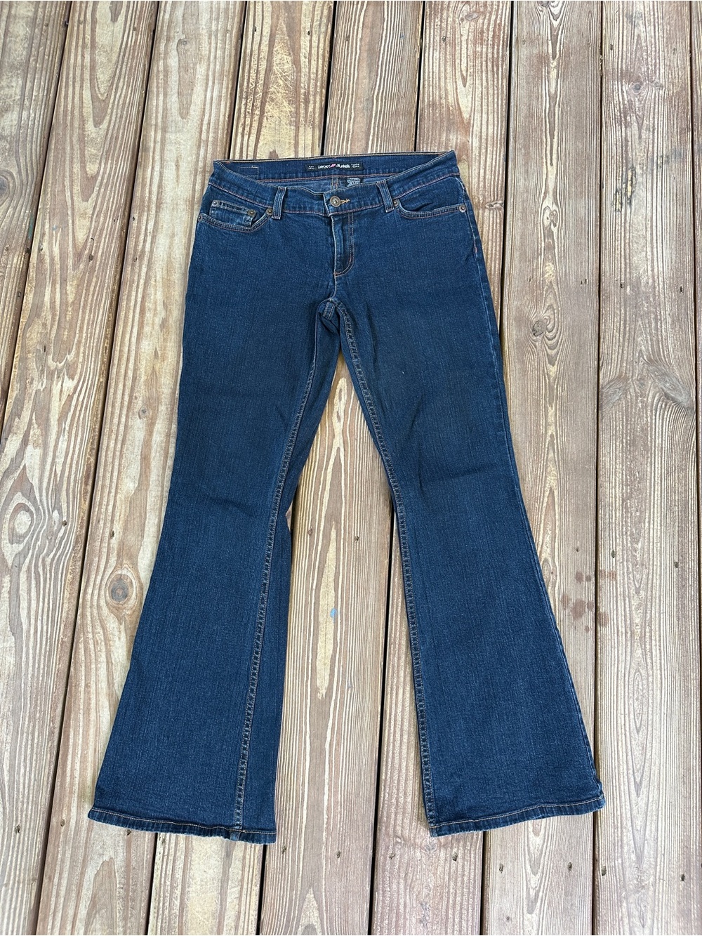 Y2K DKNY Jeans Womens 7R Low Rise Bootcut Flare Dark Wash Stretch
